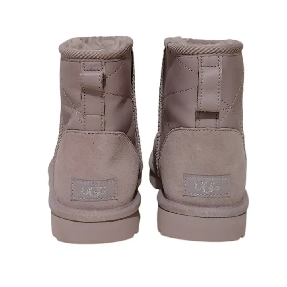 UGG Classic Mini Pearlized Boot Ankle Shearling Leather Smoke Purple Women US 10